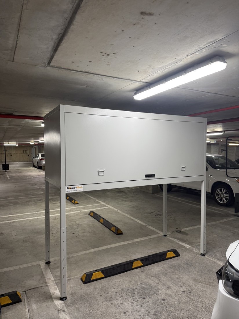 Storage unit above bonnet car park
